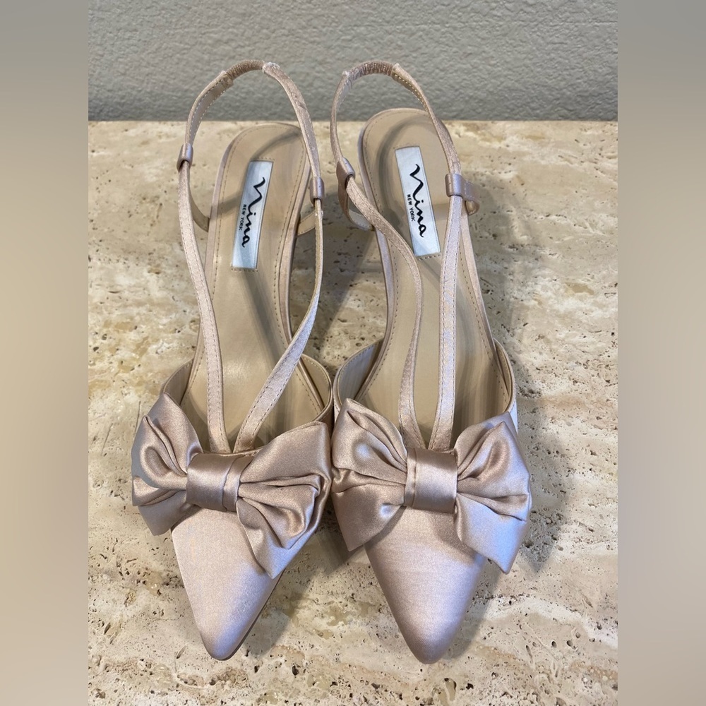 NINA rose/blush satin heels